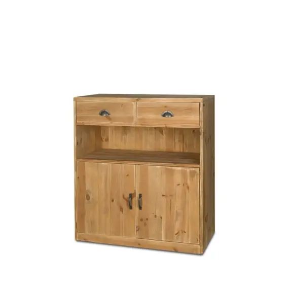 Buffet bas de service H100 cm 2 tiroirs 2 portes bois massif