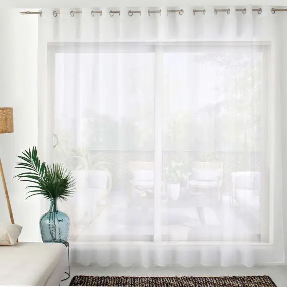 Voilage polyester uni blanc grande largeur 420x240cm