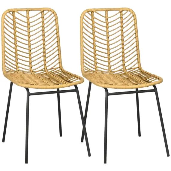 Lot de 2 chaises de jardin style colonial acier résine aspect rotin