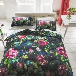 Housse de couette imprimée en satin de coton noir 200×200