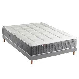 Ensemble matelas ressort 7 zones sommier gris 140×190