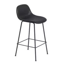 Chaise de bar Fiber en Cuir, Matériau composite recyclé – Couleur Noir – 42.5 x 61.62 x 87.5 cm – Designer Iskos-Berlin