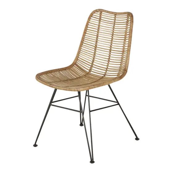 Chaise en rotin et métal noir