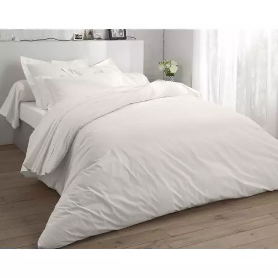 Housse de couette 140×200 blanc ivoire en percale de coton