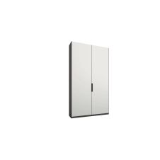 Caren, armoire à 2 portes avec charnières, 100 cm, cadre gris graphite et portes blanc mat, intérieur premium