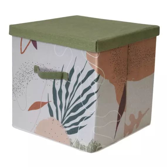 Boîte de rangement en polycotton blanc 31x31x31cm