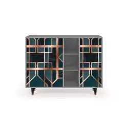 Buffet  bleu-vert 3 tiroirs et 1 porte L 125 cm