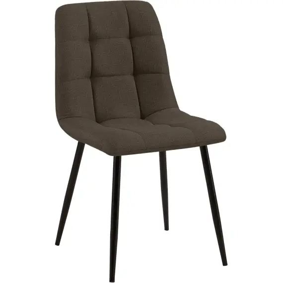 Chaise de salle à manger avec pieds en métal en tissu Marron
