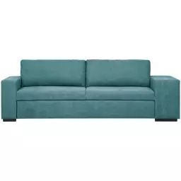 Canapé droit convertible 3 places en tissu ZACK coloris turquoise