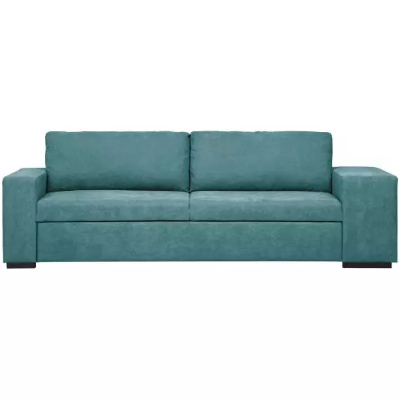 Canapé droit convertible 3 places en tissu ZACK coloris turquoise