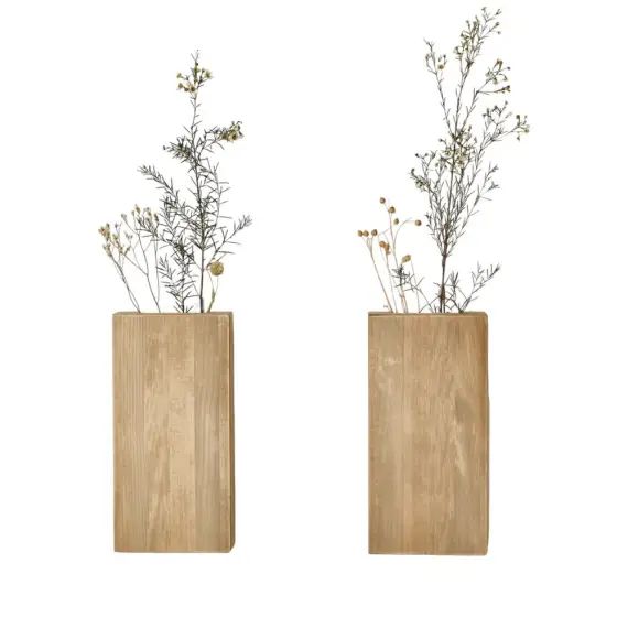Vase mural en bois 2 unités