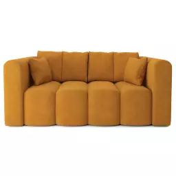 Canapé droit en tissu 3 places moutarde