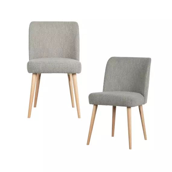 lot de 2 chaises de table scandinave en tissu bouclé, gris