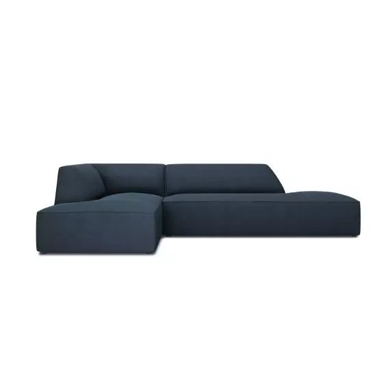 Canapé d’angle gauche 4 places en tissu structurel bleu marine