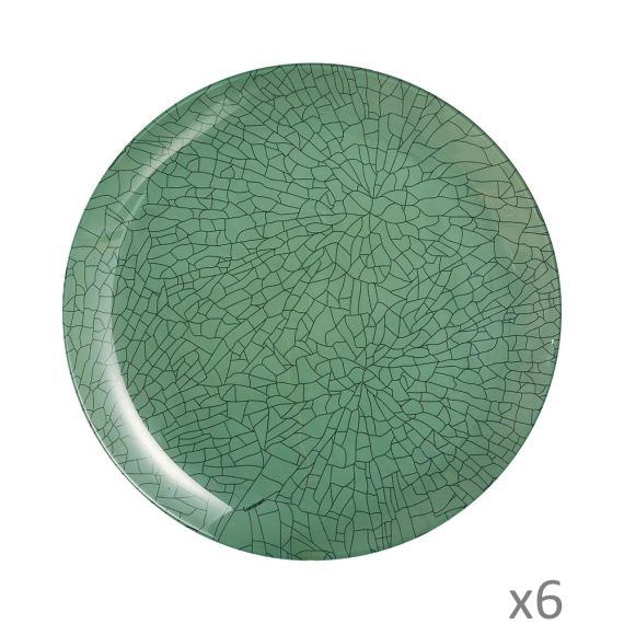 6 assiettes plates  Mindy Green 26cm