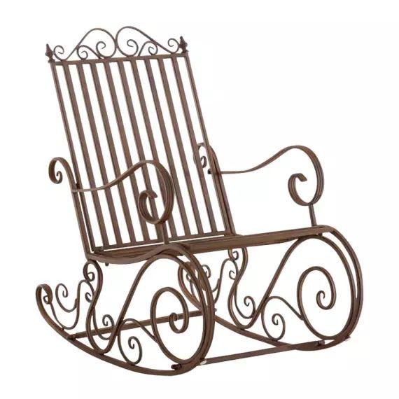 Chaise à bascule d’extérieur en métal Marron