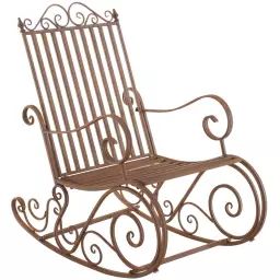 Chaise à bascule d’extérieur en métal Marron