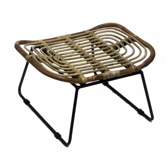 Tabouret repose pieds en rotin  bois clair