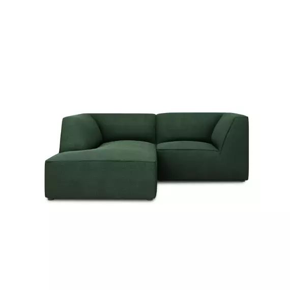 Canapé d’angle gauche 3 places en tissu structurel vert