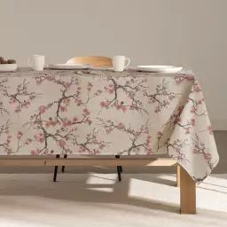 Nappe en lin antitâche imprimée floral 140×240 cm