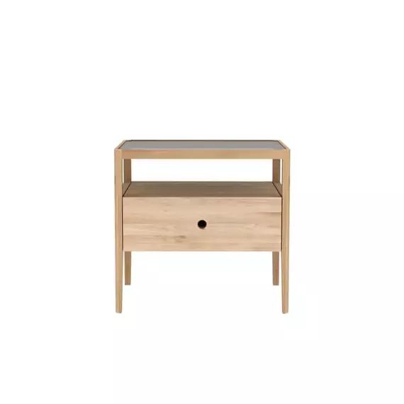 Table de chevet Spindle en Bois, Chêne massif – Couleur Bois naturel – 55 x 58.28 x 52 cm – Designer Nathan  Yong