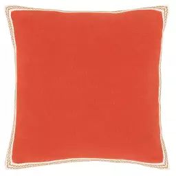 Housse de coussin avec galon décoratif terracotta uni 40×40