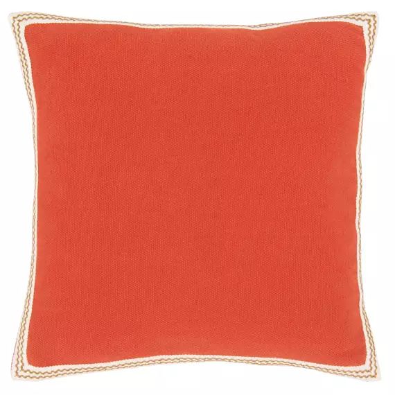 Housse de coussin avec galon décoratif terracotta uni 40×40