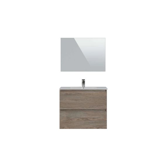 Ensemble meuble+vasque+miroir TRITTON coloris bois
