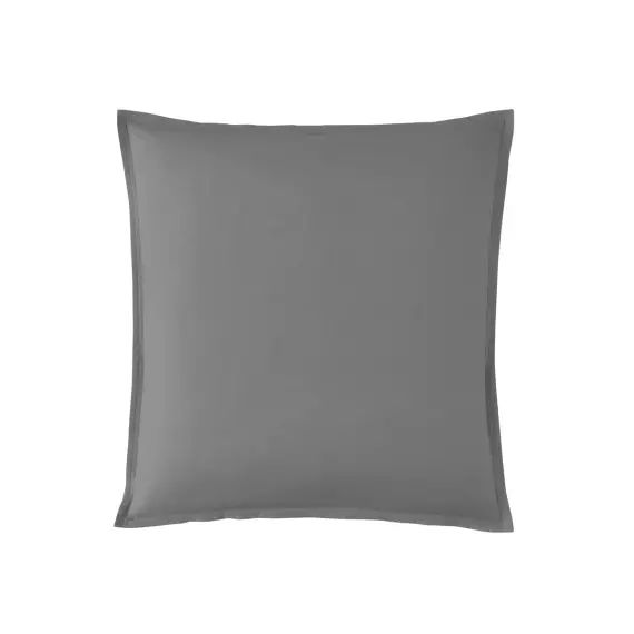 Taie d’oreiller en percale de coton gris 65×65