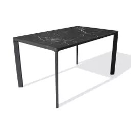 Table de jardin 6 places en aluminium laqué et peinture Epoxy noire