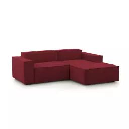 Canapé d’angle 2 places en tissu rouge