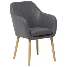 Chaise avec accoudoirs en simili-cuir gris