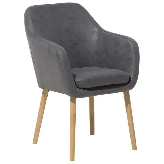 Chaise avec accoudoirs en simili-cuir gris