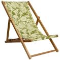 image de transats, bains de soleil et chaises longues scandinave Chilienne pliante en acacia et imprimé fleuri kaki