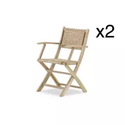 Pack de 2 chaises en bois avec accoudoirs enea pliants