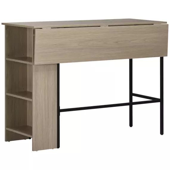 Table de bar extensible design industriel métal noir aspect bois gris