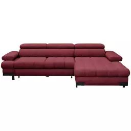 Canapé d’angle convertible 4 places SELVA coloris rouge