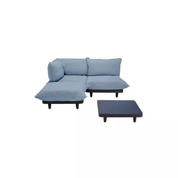 Canapé de jardin modulable Paletti en Tissu, Tissu Oléfine – Couleur Bleu – 120 x 90 x 90 cm