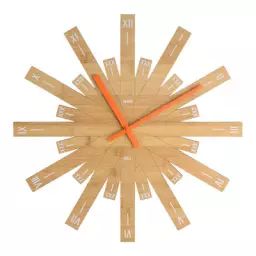 Horloge murale Raggiante en Bois, Bambou – Couleur Bois naturel – 33.02 x 33.02 x 33.02 cm – Designer Michele de Lucchi