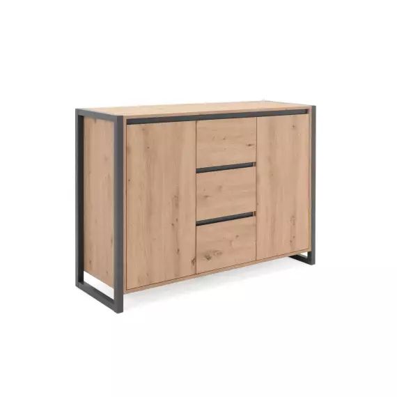 Commode 2 portes 3 tiroirs bois naturel