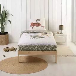 Parure de lit enfant avec couette motif jungle 90x190cm