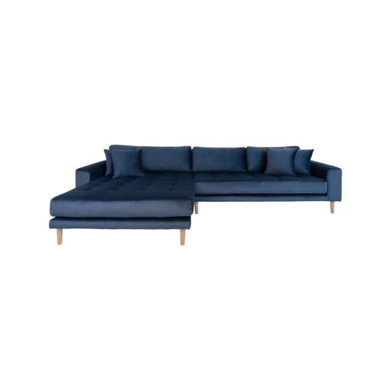 Canapé d’angle gauche 4 places en velours bleu