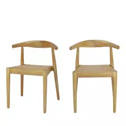 Bunga – Lot de 2 chaises en teck et cannage – Couleur – Bois clair