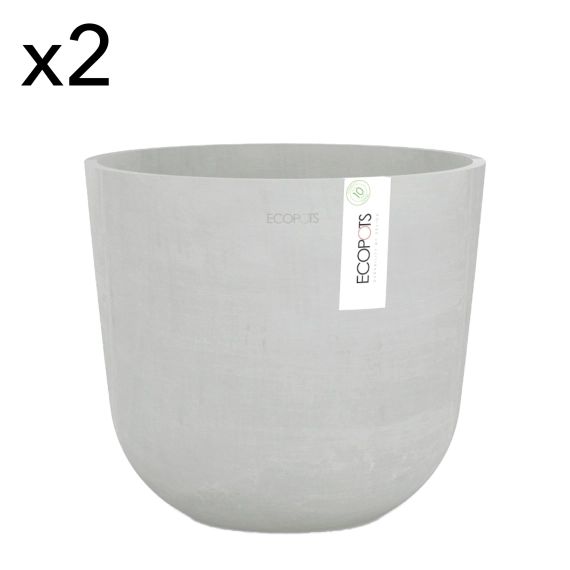 Lot de 2 pots de fleurs blanc gris D25