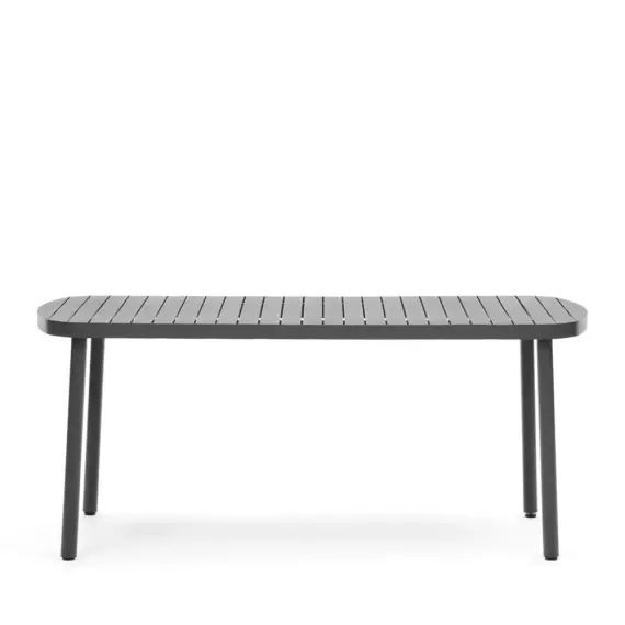 Joncols – Table à manger de jardin aux bords arrondis en aluminium 180x90cm – Couleur – Gris