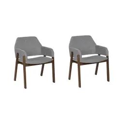 Lot de 2 chaises de salle à manger bois sombre et gris