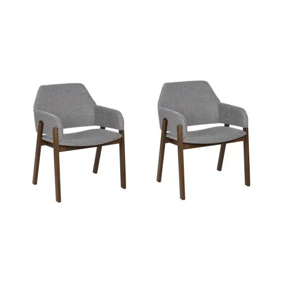 Lot de 2 chaises de salle à manger bois sombre et gris