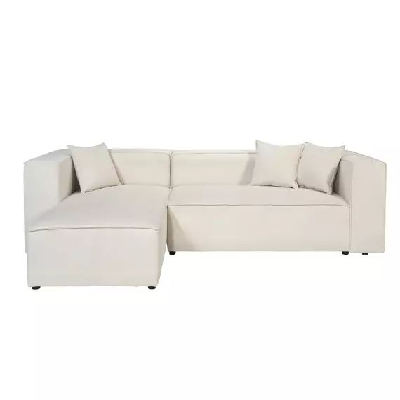 Canapé d’angle gauche modulable 4 places en velours côtelé beige