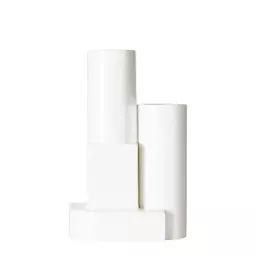 Vase Block en Céramique, Faïence émaillée – Couleur Blanc – 26.21 x 26.21 x 26.5 cm – Designer