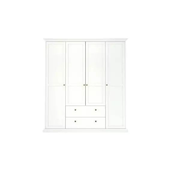 Armoire 4 portes + 2 tiroirs HARLINGTON coloris blanc